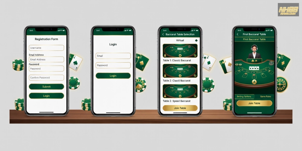 Bước đăng ký và chơi baccarat live casino nh88 đơn giản từ ứng dụng di động đến bàn chơi đầu tiên