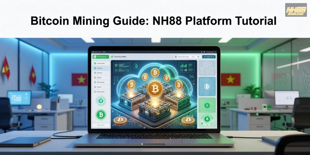 Minh họa khái niệm hướng dẫn đào Bitcoin trên nền tảng NH88 chuyên nghiệp